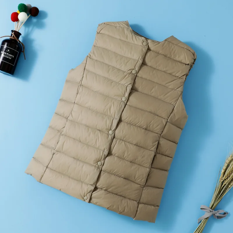 You down Vest Liner Женский легкий новый пуховик Короткий жилет без воротника Легкий с