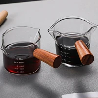 heat resisting glass espresso measuring cup double mouth glass milk jug with handle glass scale measure mugs