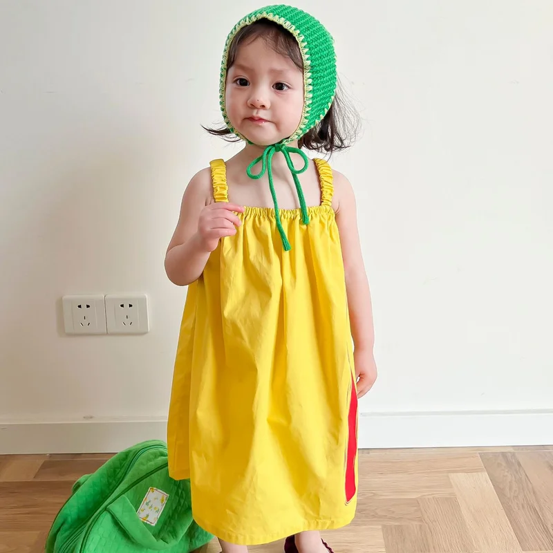 

Yellow Suspender Dress Summer Girls Dress Toddler Girl Party Casual Outfits Flower Girl Dresses