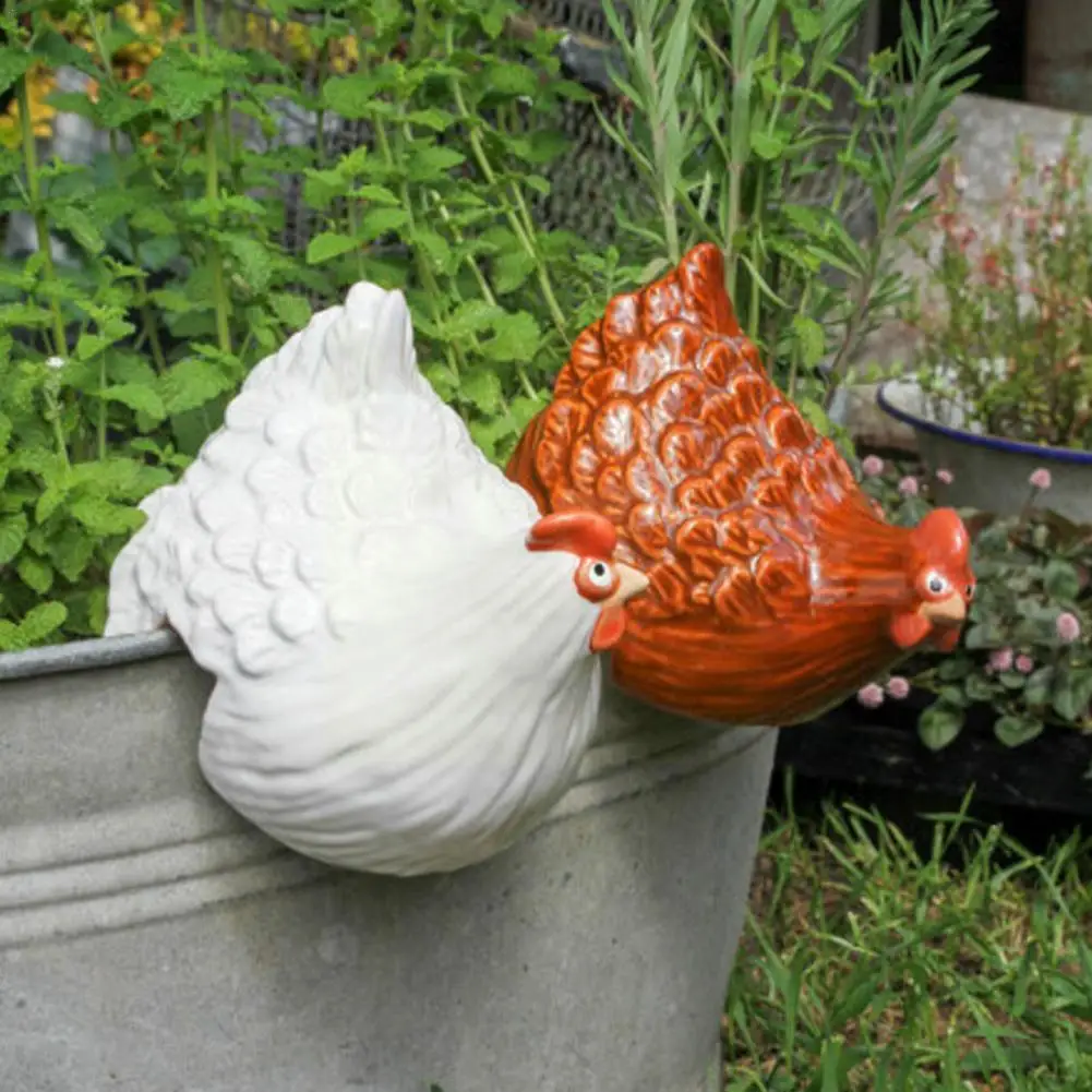 

Funny Resin Chicken Statues Farm Art Backyard Courtyard Decoration Ladder Clip Craft Garden Cute Ornament Sculptures Chicke D7b2