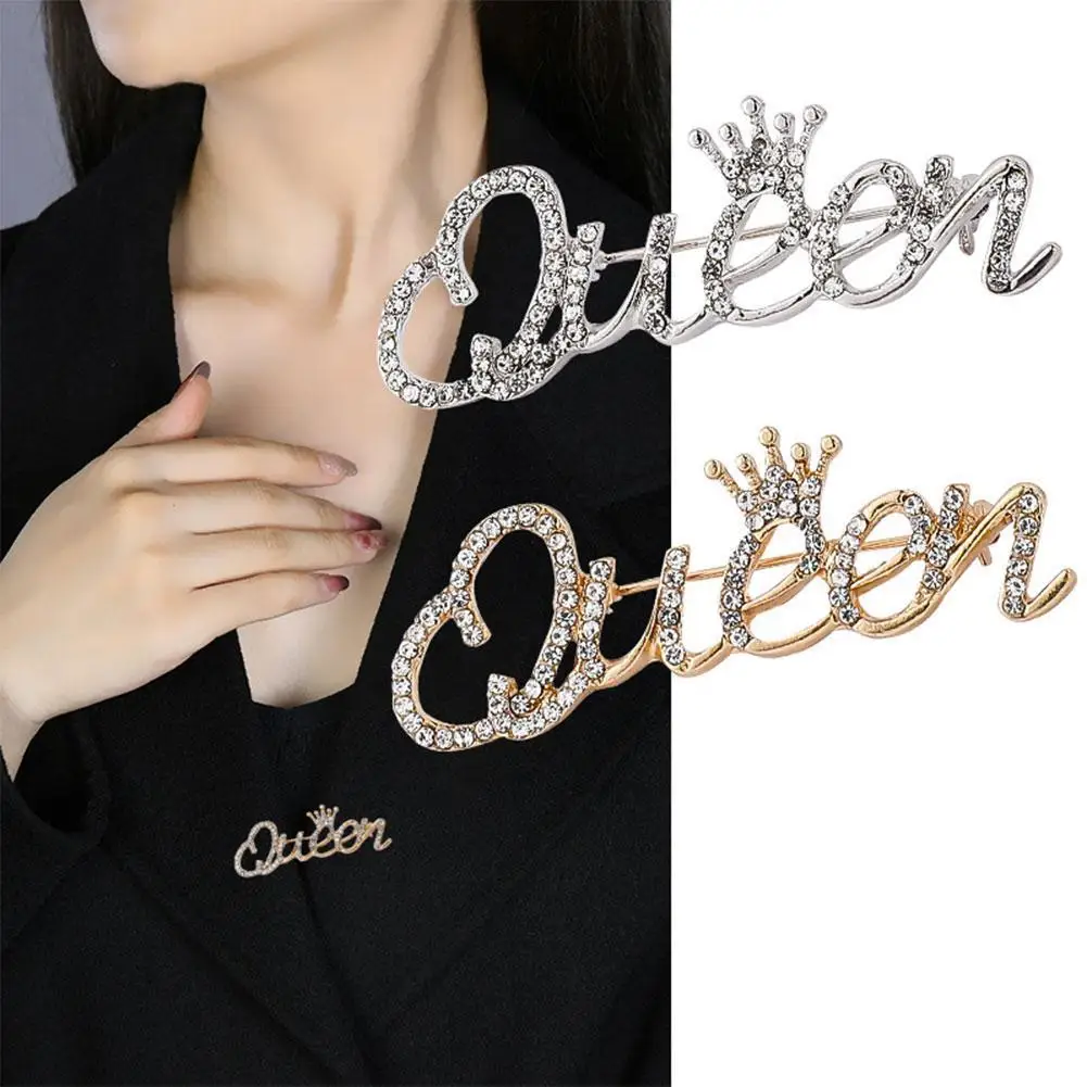 

Queen Letter Brooch Women Men King Love Rhinestones Crystal English Alphabet Metal Pins Cute Jewelry Christmas Gifts Accessory