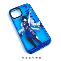 hot yelan genshin impact game phone case for iphone 13 mini 12 11 pro max xs x xr 7 8 plus se 2020 thicken blue clear funda