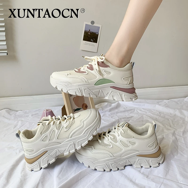 

Autumn Women's Chunky Sneakers Ladies Casual Breathable Mesh Sports Shoes Comfortable Platform White Running Shoes Daddy Shoes
