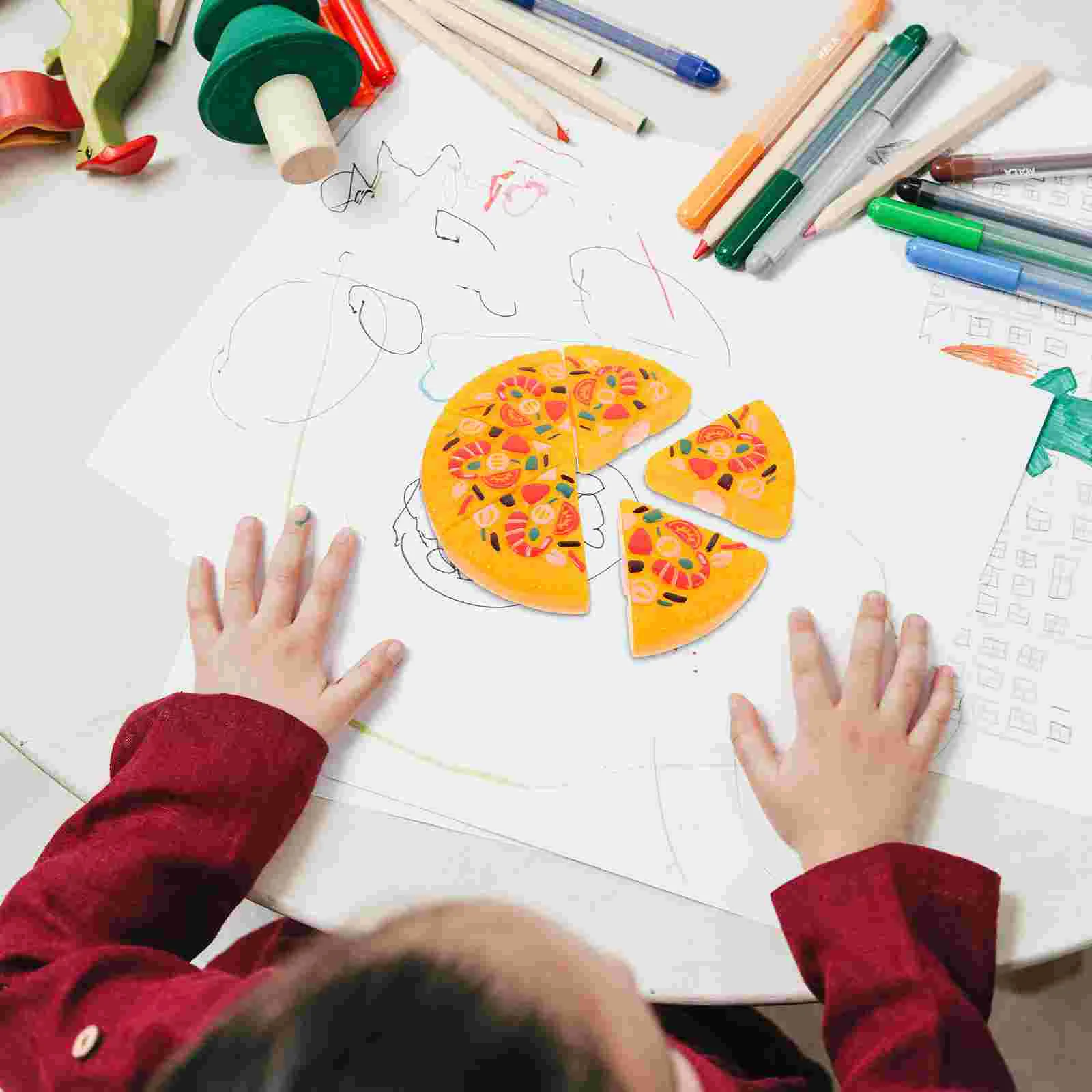 Children Play Toy Pizza Cutlery Fruits Vegetables ABS Simulation Kitchen Toys Cuts 6-piece A Set