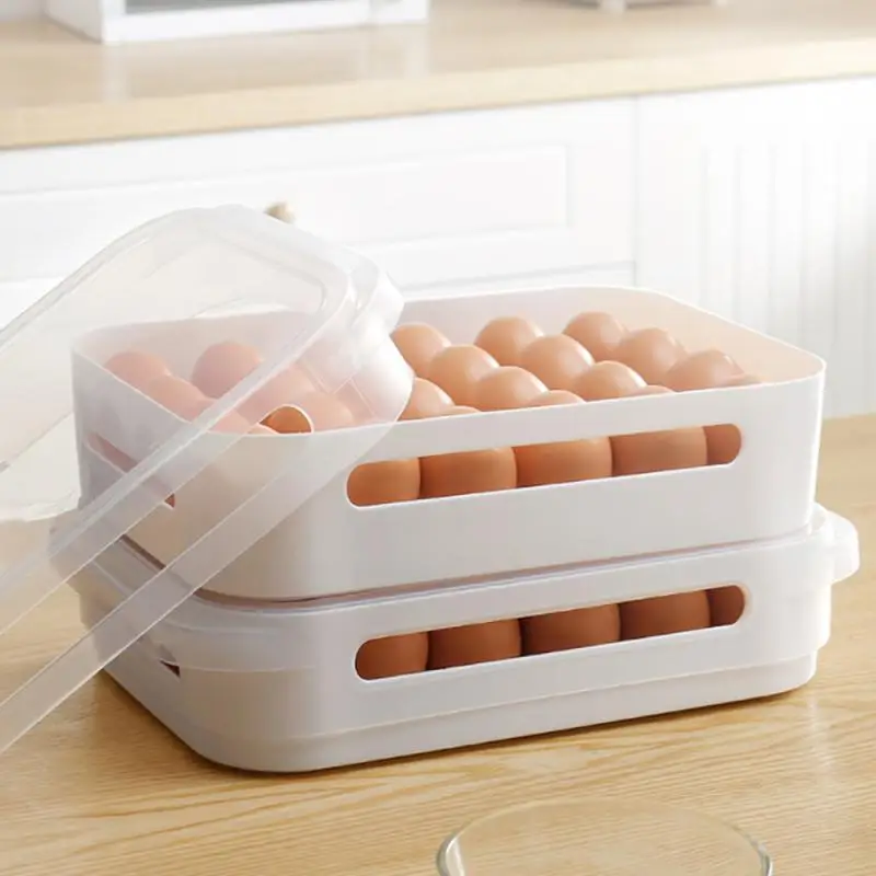 

Household 24 Eggs Storage Box Built-In Detachable Grid Kitchen Organizer Refrigerator Food Fresh-Keeping Egg Rack Container