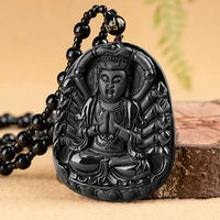 burmese jade guanyin pendant amulet charms gift black accessories necklace amulets jadeite natural jewelry man emerald