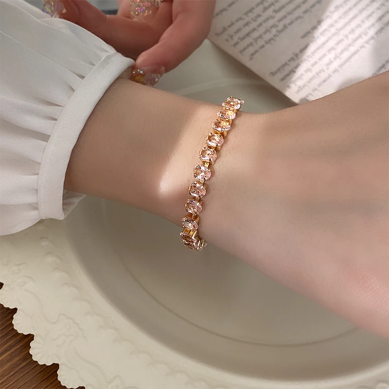 

DREJEW Luxury Bracelet Women Sparkling Zircon Crystal Bracelet High Quality Adjustable Bangles Trendy Wristband Accessories