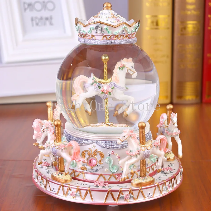 

snow ball music note snow globe music box new year gift carousel birthday gift for friend Clockwork Type christmas