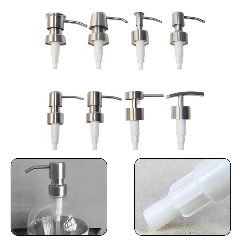 DIY Soap Dispenser Pump Replacement Liquid Soap Dispenser Stainless Steel Lotion Bottle Dispenser Nozzle Bathroom Accessories