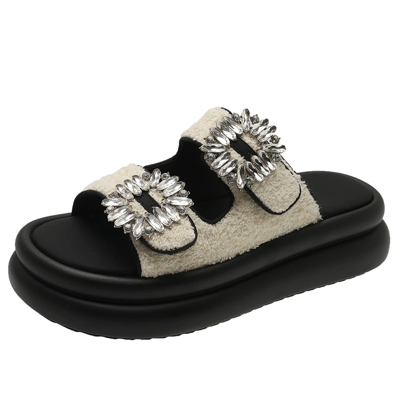 

Thick Sole Versatile Retro Flat Bottomed Belt Buckle Slippers for Women New for Outdoor Wear In The Summer of 2023