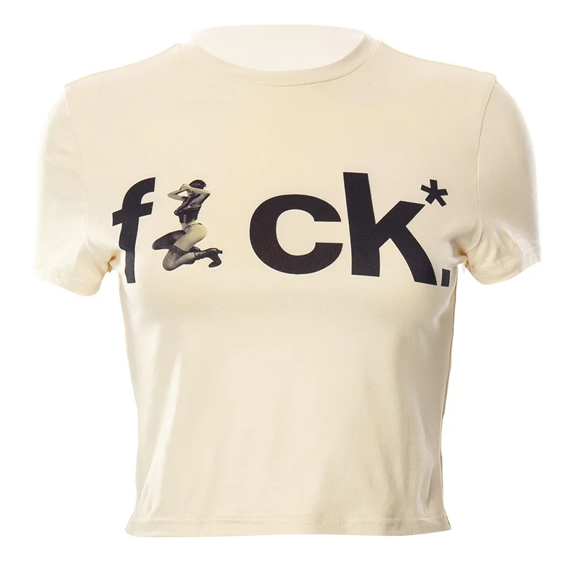 Женский топ новинка 2022 пуловер с круглым вырезом и коротким рукавом буквенным