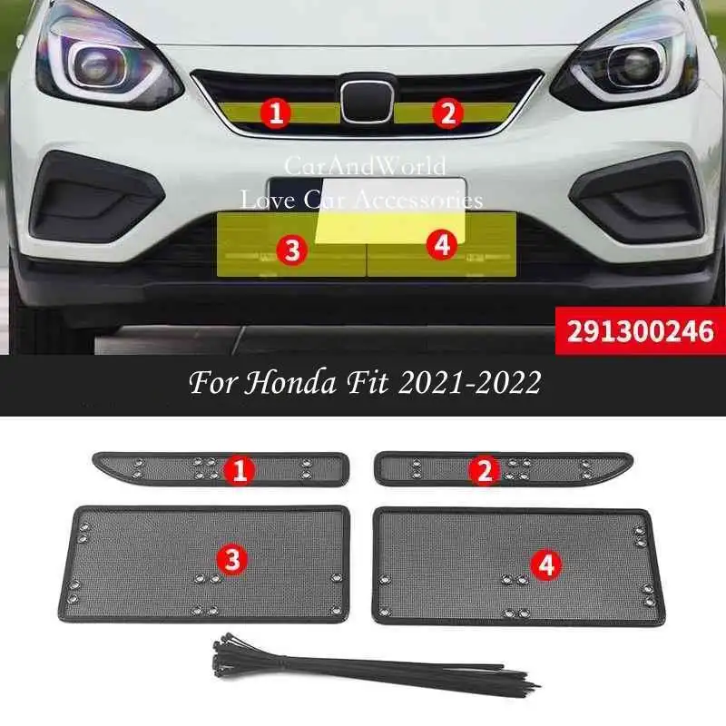

Stainless Front Head Grille Insert Net Insect Screening Mesh Cover Mesh Guard Trims For Honda Fit 2018-2023 Car Accessories
