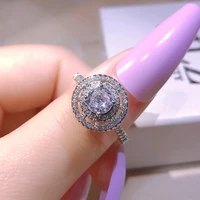 gorgeous female white crystal stone jewelry charm sliver color wedding rings for women classic round zircon engagement ring