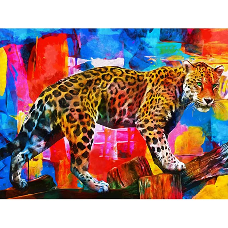

5D DIY Diamond Painting Leopard Mosaic Diamond Embroidery Full Square Drill Animal Rhinestone Cross Stitch Kits Home Decoration