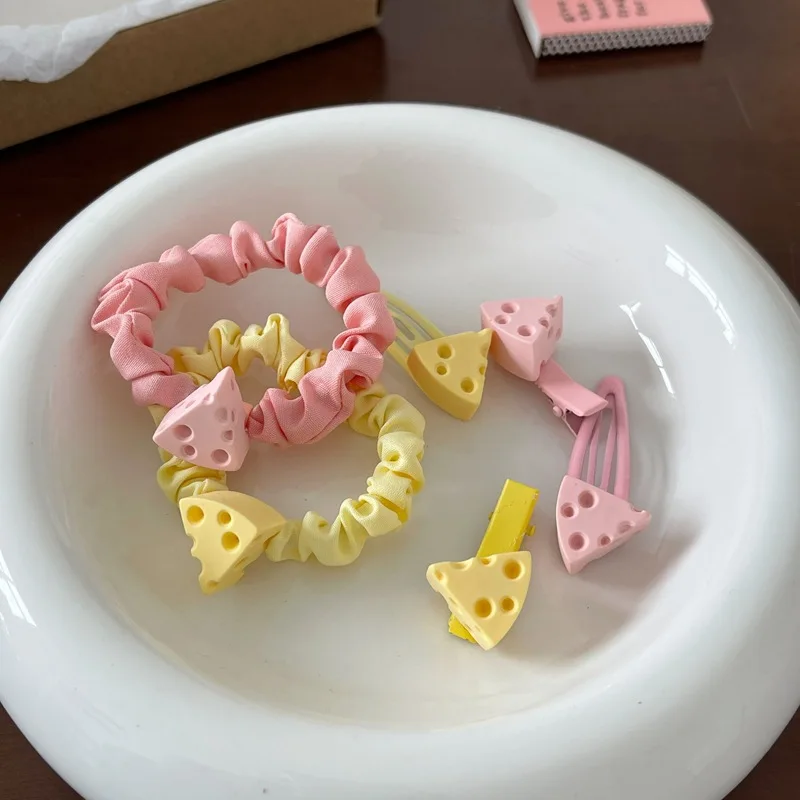 

Cute Little Cheese Girl Heart Hair Clip Bangs Clip Hair Rope Ins Sweet Allmatch Hair Ring Side Clip Hair Accessories Head Bands