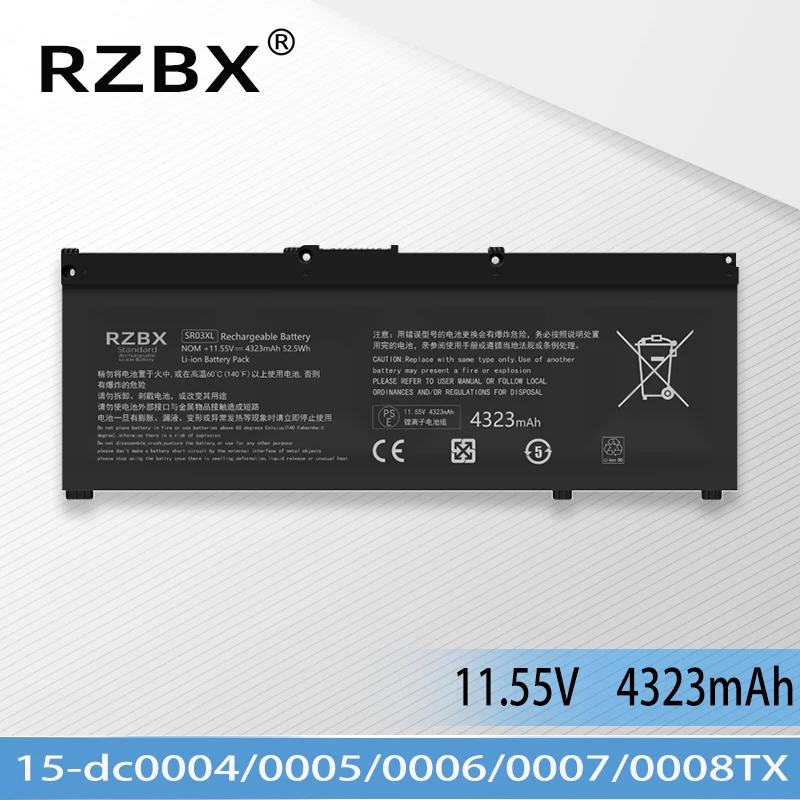 

Аккумулятор RZBX SR03XL для ноутбука HP TPN-Q211 Zhan 99 G1 TPN-C133 OMEN 15-dc0004TX dc0005TX dc0006TX dc0007TX dc0008TX
