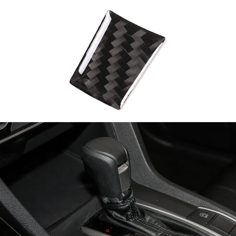 

Car Styling Real Carbon Fiber Gear Shift Gear Knob Head Cover Frame Trim For Honda Civic 10th Gen 2016 2017 2018 2019