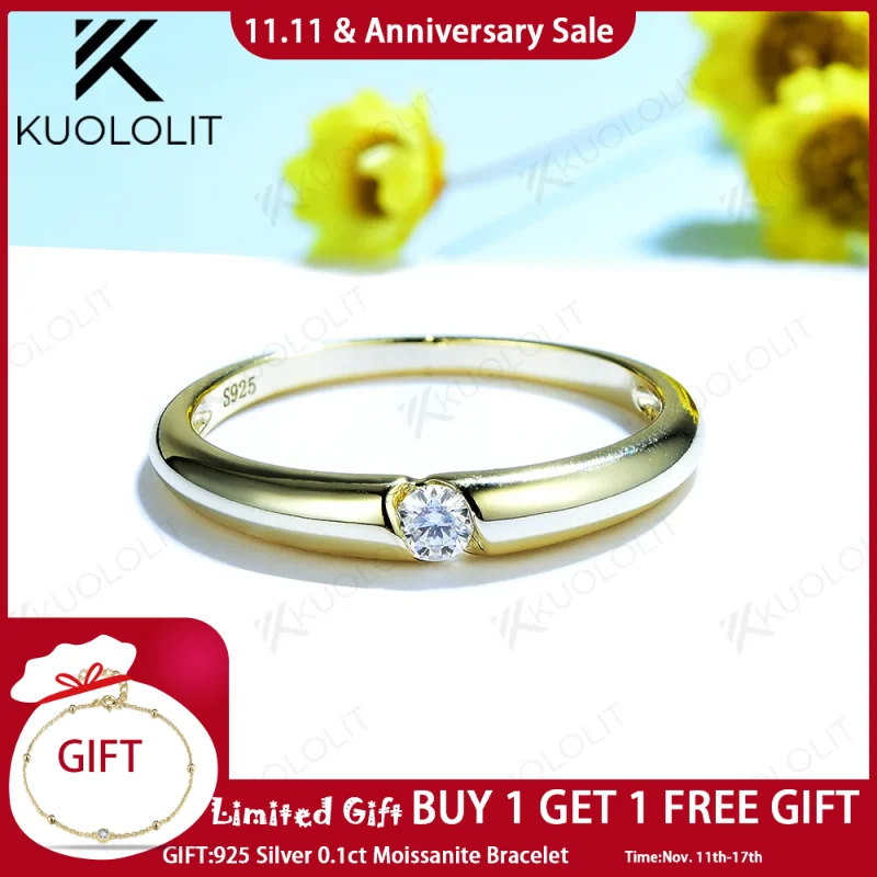 

Kuololit Lab Grown Diamonds Rings for Women Men White Gold 18K 14K 10K 925 Sliver Round Band Ring for Engagement Wedding Classic
