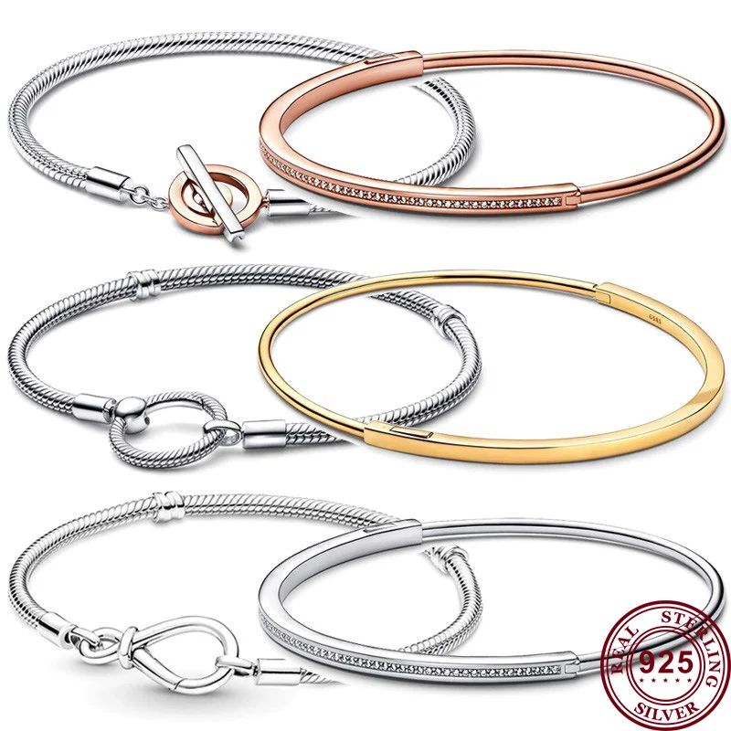 

New Hot 925 Silver Signature Series O-shaped Inlaid Classic Women's Logo I-d Bracelet Wedding High Quality Fashion Charm Jewelry