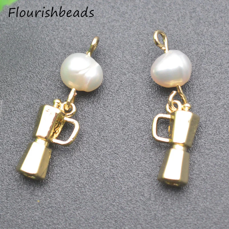 

20pcs/lot Wholesale Gold Plated Pearl Beads Creative Cute Trophy Tea Cup Pendant Coffee Cup Charms for Jewelry Making Supplies