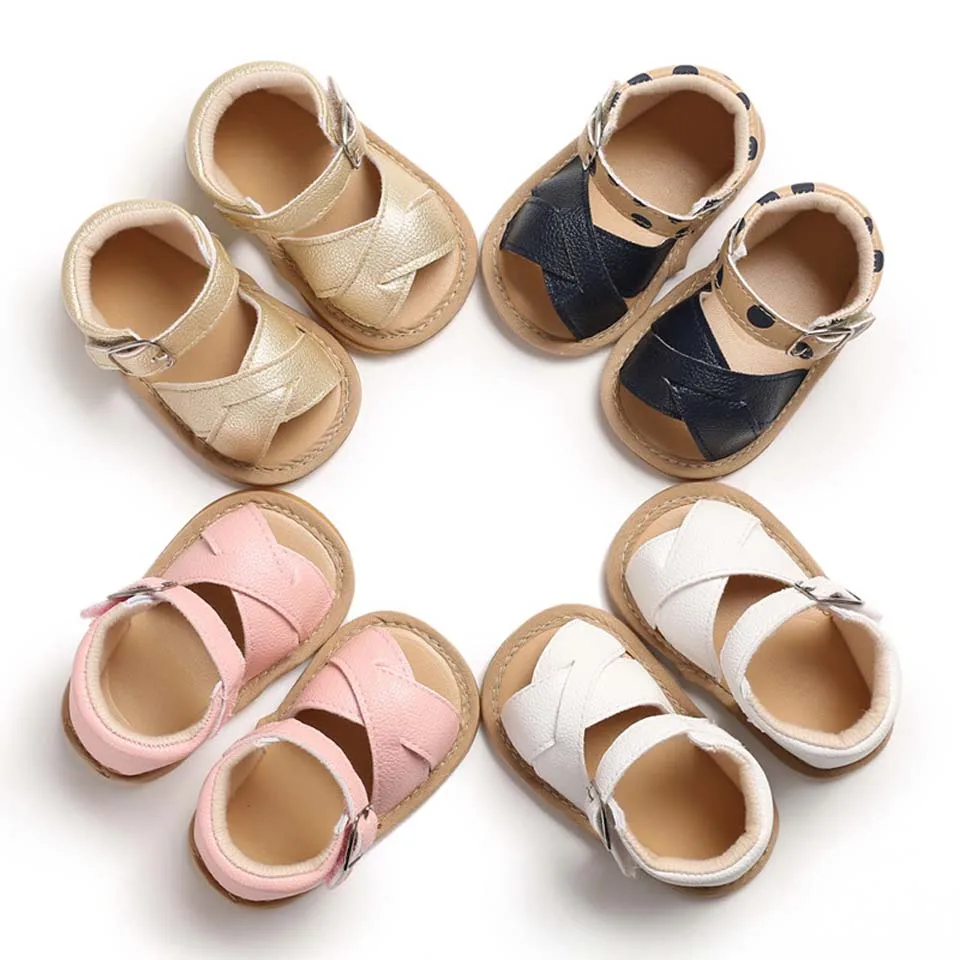 

Rirusal Summer Baby Boys Girls Infant Sandals First Walkers Toddle Prewalker Newborn Kids Leather Soft Sole Crib Shoes 0-18M