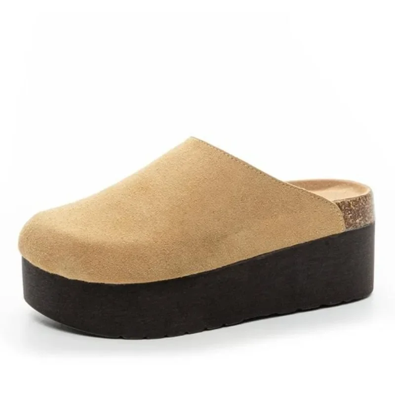 7 см замшевые женские ботильоны из коровьей кожи высокого бренда с круглым носком