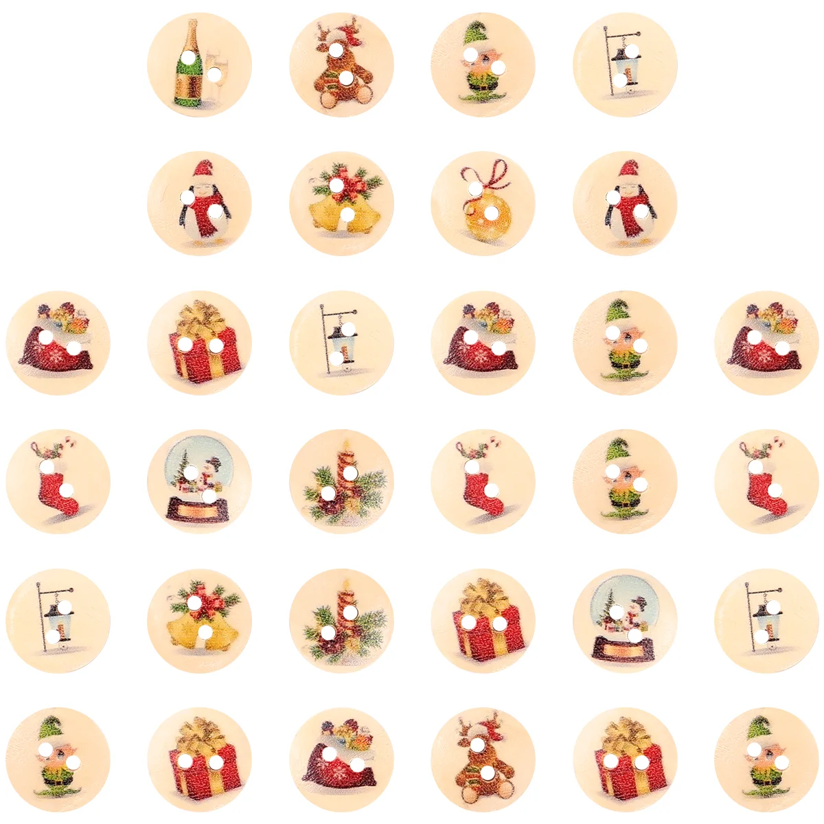 

Button Buttons Woodenchristmas 2 Wood Sewing Decorative Clothing Hole Scrapbookclothes 1 Inch Replacement Kids Santa Holiday Diy
