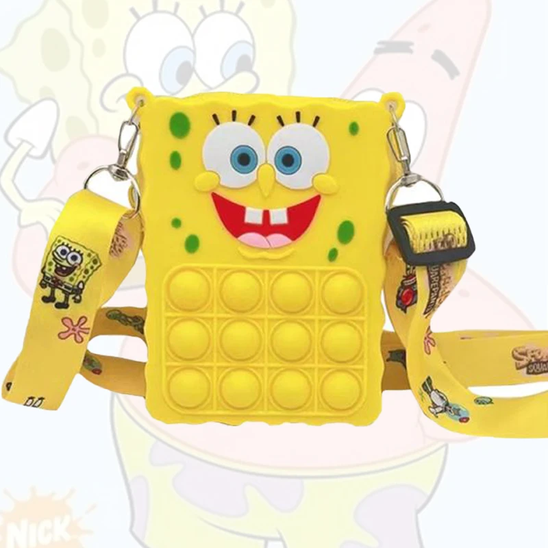

Антистрессовый Сжимаемый пузырьковый популярный мешок Губка Боб кошелек для монет женский силикагелевый простой кросс-боди для подарка на...