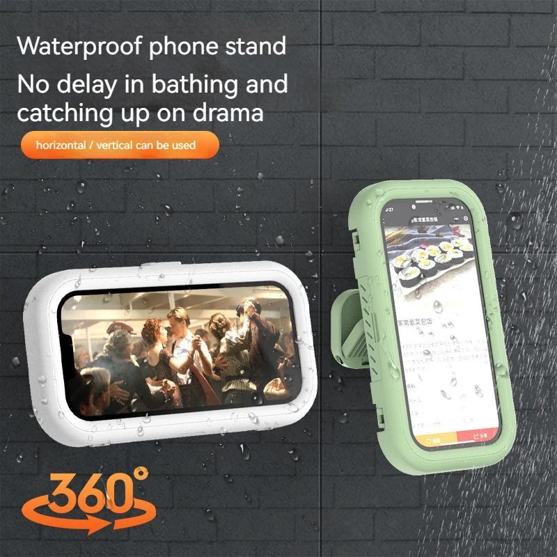 

Waterproof Shower Phone Holder with 480° Rotation, Angle Adjustable, Wall Mounted Phone Holder for Bathroom Kitchen, Up to 6.8In