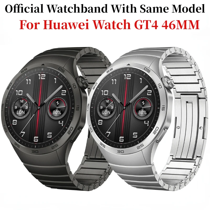 Фото Металлический ремешок без зазора для Huawei Watch GT4, 46 мм, оригинальный быстросъемный браслет с интерфейсом для Huawei GT4, 46 мм, ремешок из нержавеющей стали №2