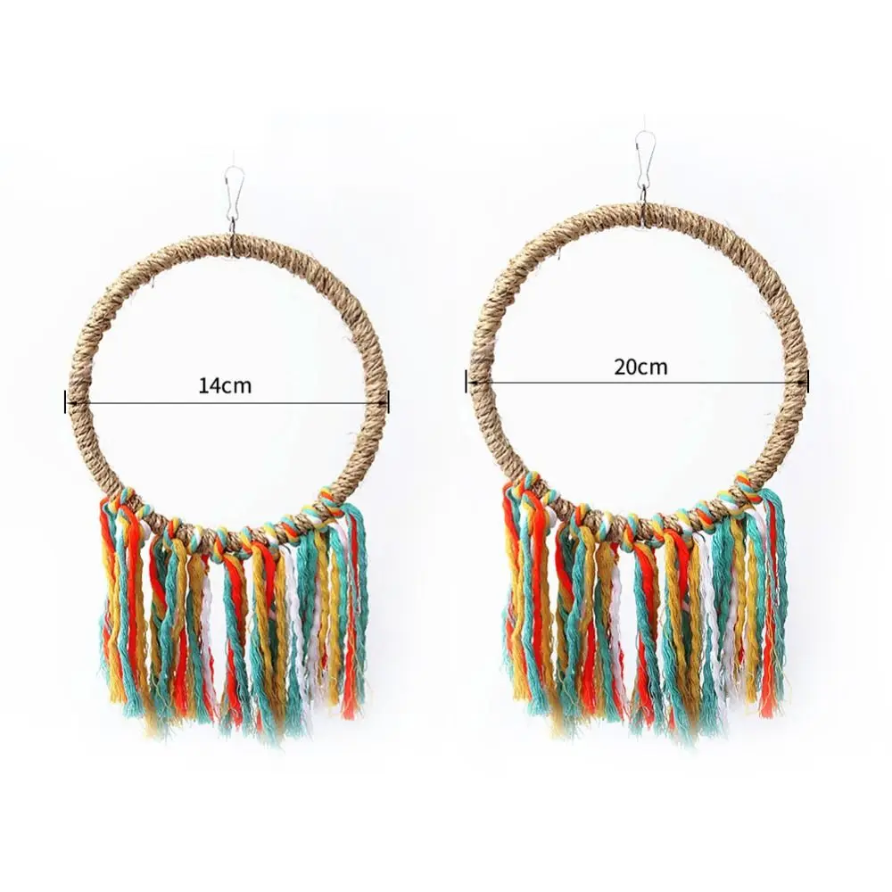 

Durable Parrot Perch Stand Climb Toy Hanging Toy Hanging Ring Chewing Bite Hanging Cage Swing Cotton Rope Circle Toys