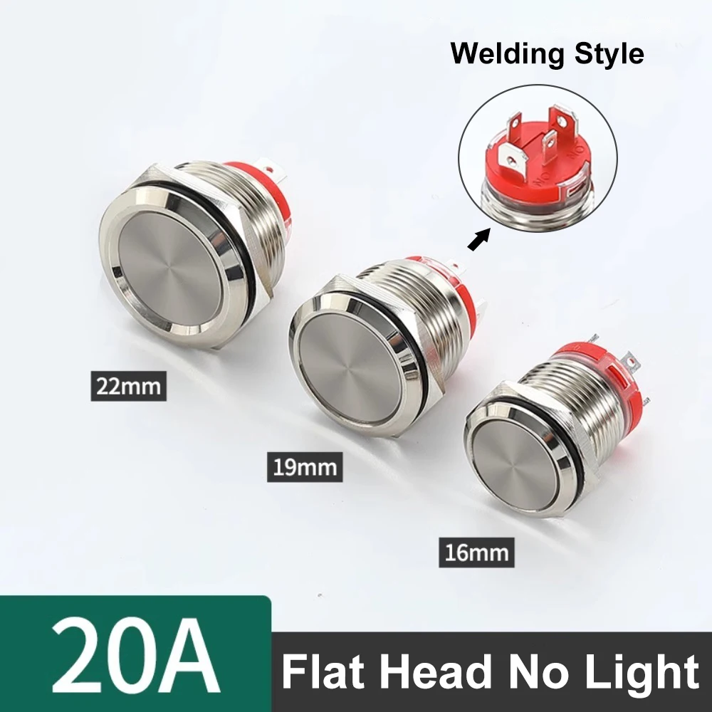 

Металлический кнопочный переключатель, 16/19/22 мм, 20 А, высокая сила тока, класс водонепроницаемости IP67, светодиодный светильник, автомобильный переключатель питания двигателя, красный
