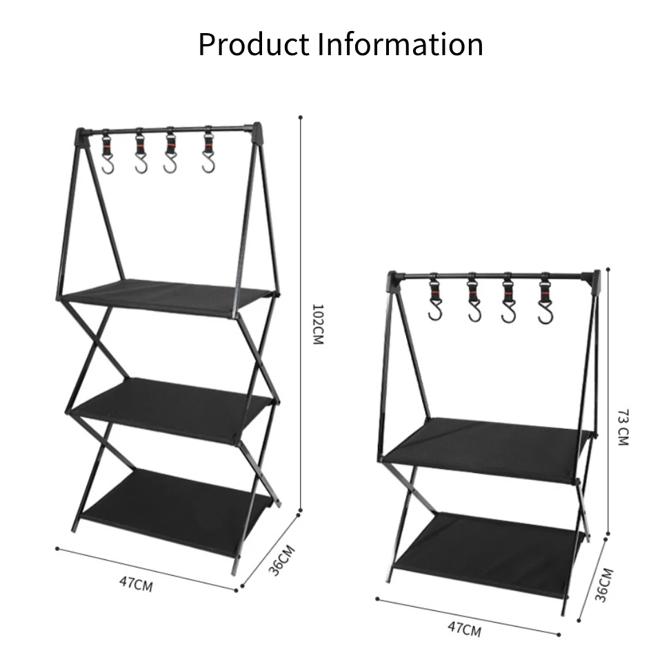 

Outdoor camping multi-layer storage rack Storage rack outdoors barbecue camping Aluminum alloy folding storage rack oxford