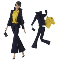 16 doll clothes for barbie accessories dark blue office lady work wear suit 11 5 doll outfits set coat jacket tops pants toys