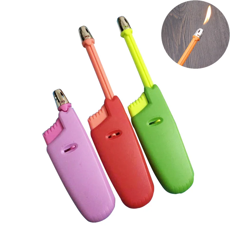 

Open Flame Retractable Ignition Gun Adjustable Butane Gas Refillable Plastic Flashlight Lighter Candle BBQ Outdoor Kitchen