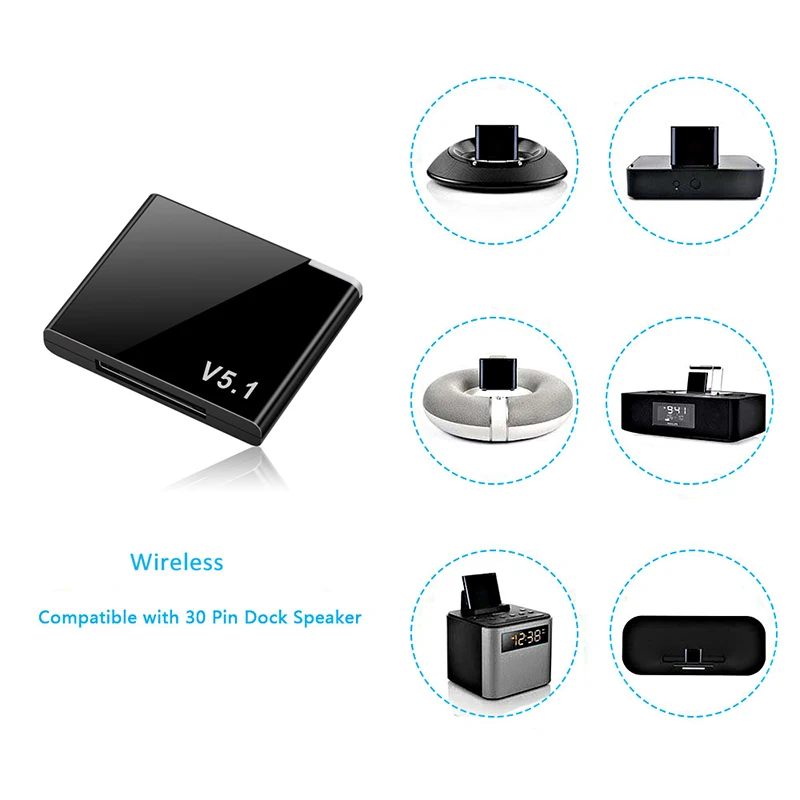 VAORLO I-WAVE 30 Pin Bluetooth 5 1 аудио приемник A2DP Музыка Мини беспроводной адаптер для iPhone iPod