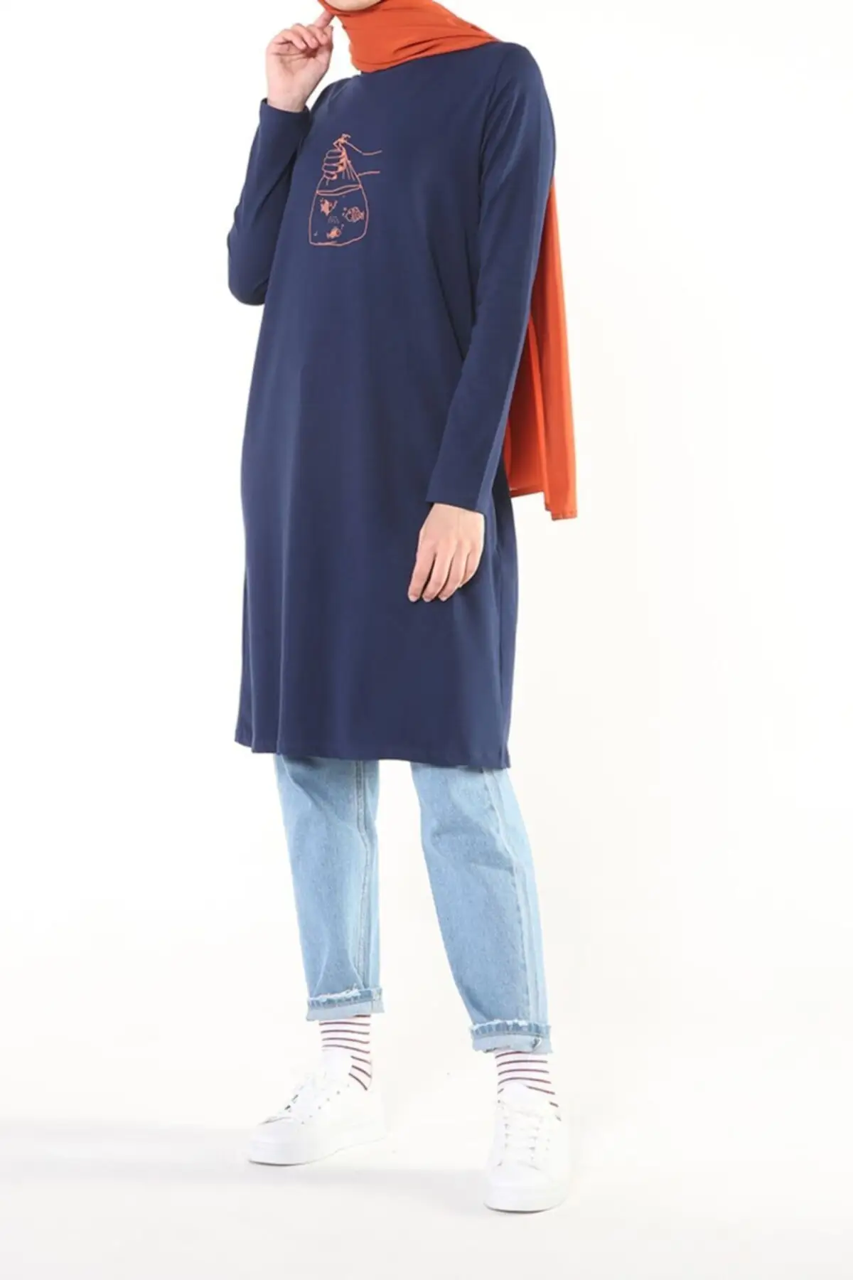 

Combed Printed Tunic Women Muslim Sweatshirt 2021 Fashion