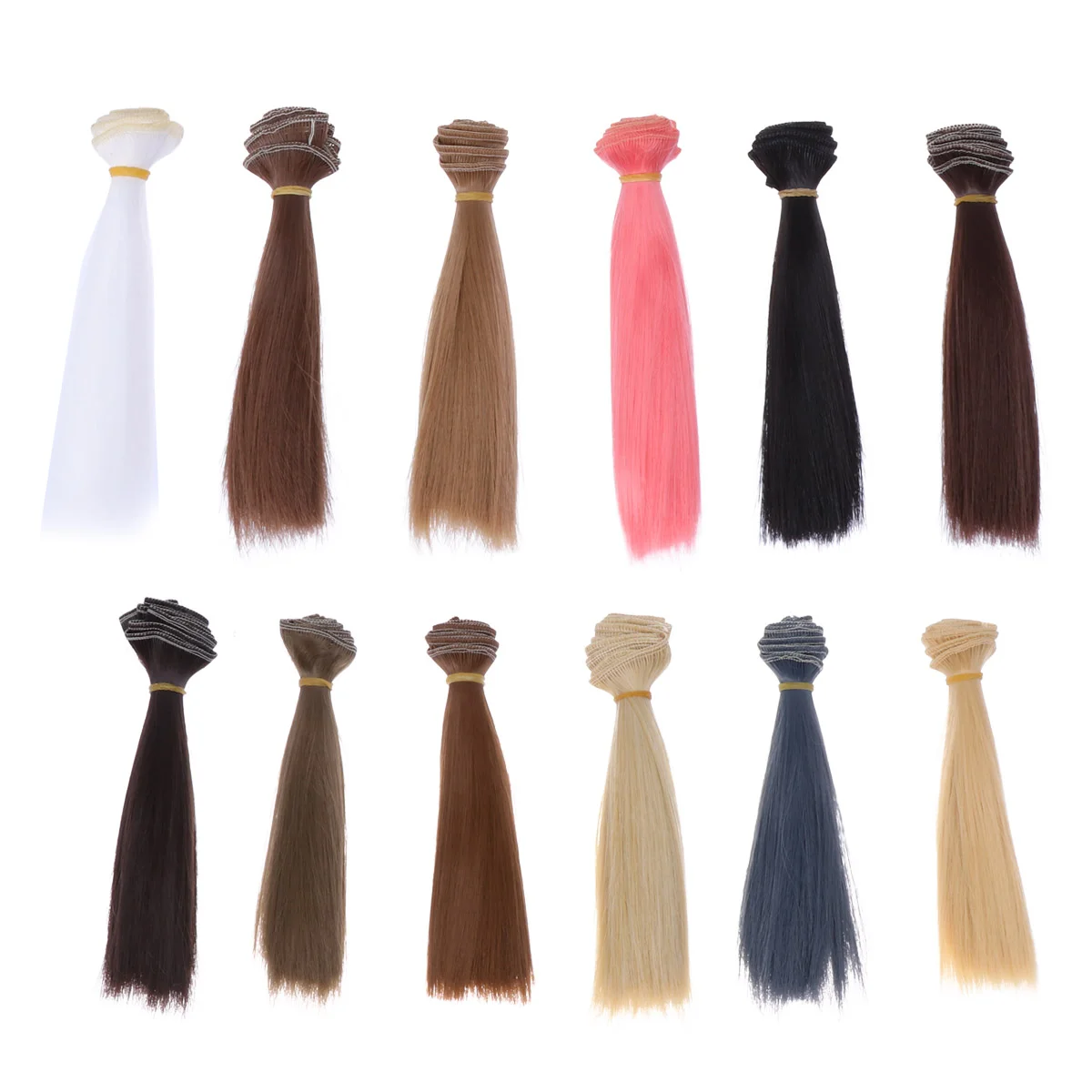 

12pcs Heat Resistant Straight Hair Handcraft DIY Wigs Weft Hair Extensions