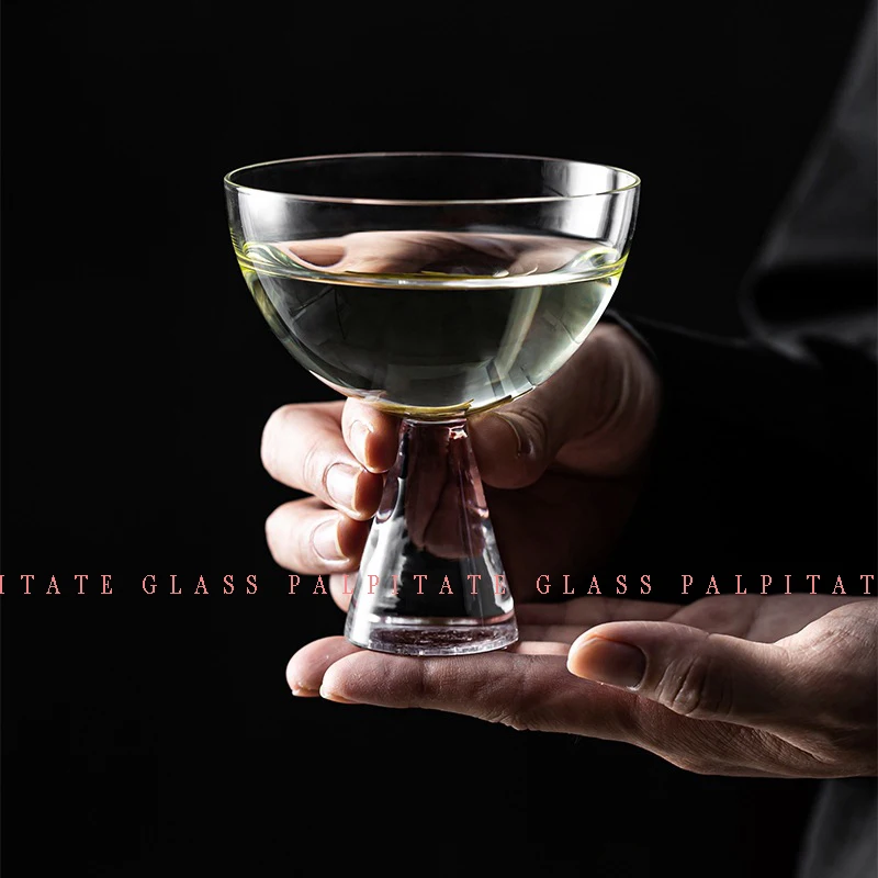 

PALPITATE Korean Cocktail Glass Ins Half-round Pointed Glasses Vintage Glossy Texture Glass Champagne Mixing Glass Coffee Mug