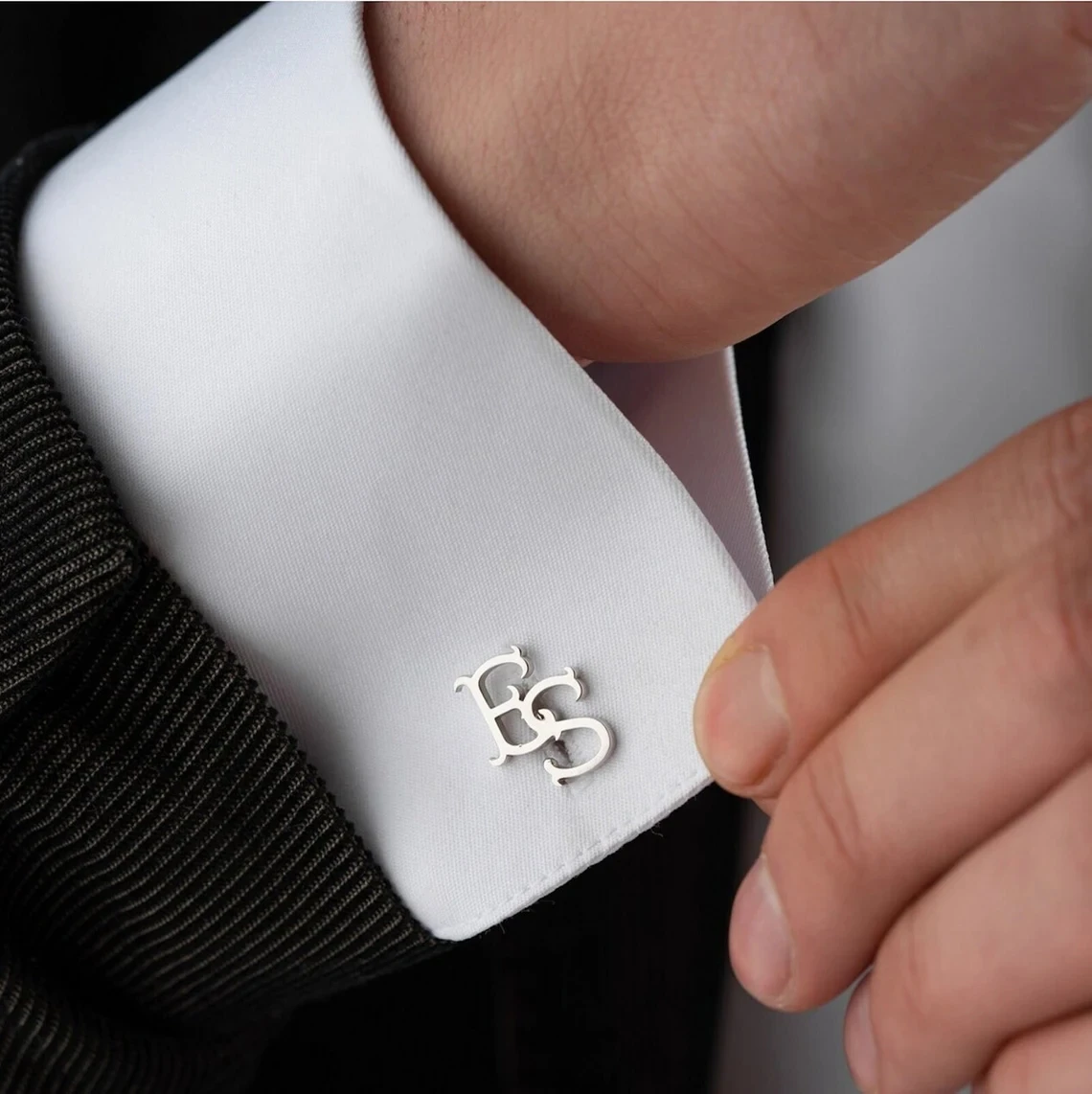 

Personalize Custom Men's Initials Cufflinks Stainless Steel Letter Cuff Links Engagement Wedding Jewelry for Groom