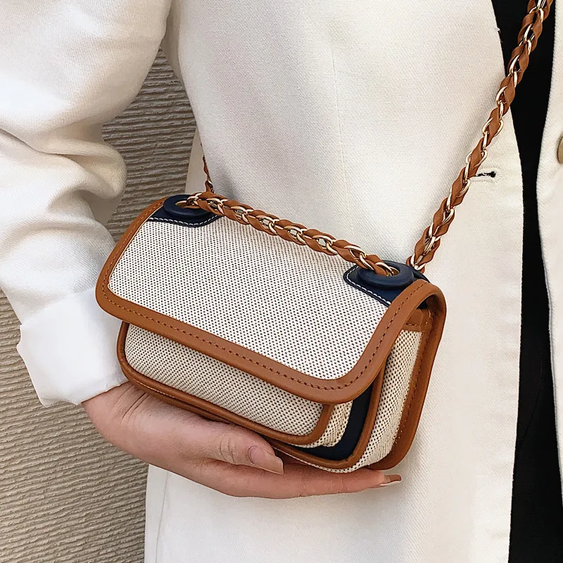 

Small Design Bag 2023 New Canvas Shoulder Bag Popular Summer Popular Versatile Chain Crossbody Small Square Bag