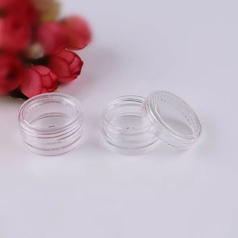 

50Pcs Nail Art Transparent Round Clear Plastic Pots Cosmetic Empty Jars Eyeshadow Travel Powder Mini Sample Container Tools