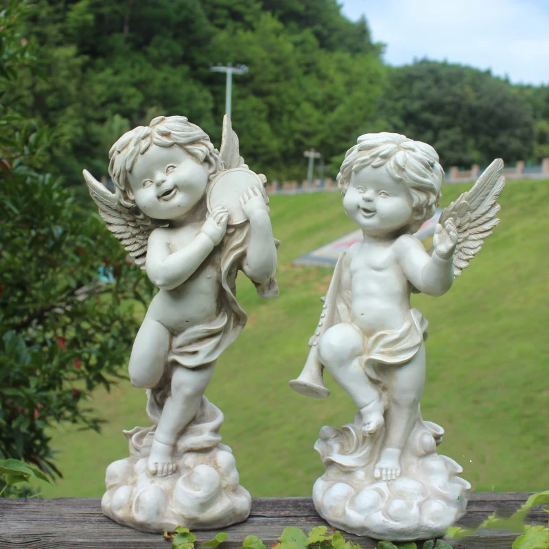 

Outdoor Gardening Resin Angel Boy Statue Ornaments Courtyard Garden Figurines Decoartion Villa Park Sculpture Furnishing Crafts