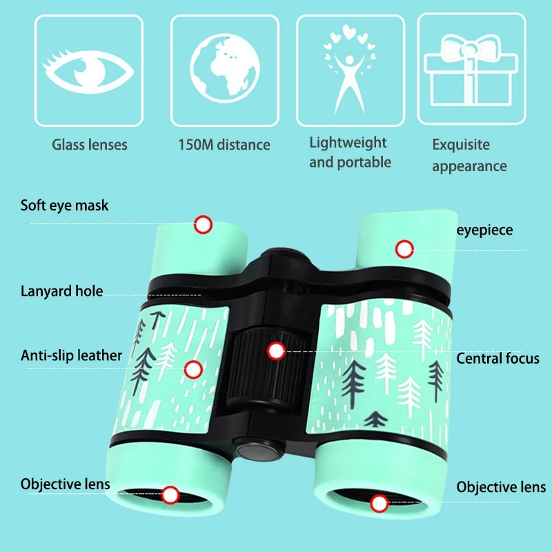 Jumelles 4X30 en Plastique Enfants Mini TéLescope Coloré pour Jouets de Plein Air HD Oculaire Lentille D'Objectif