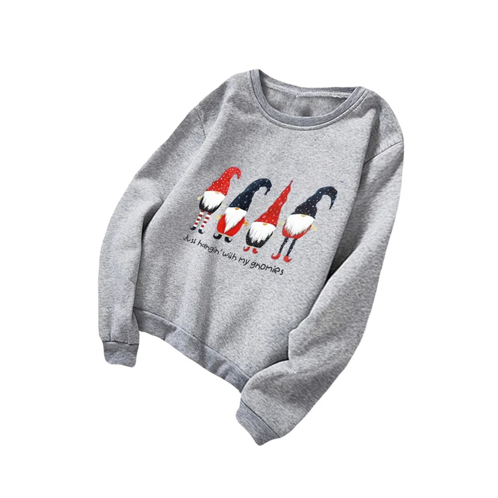 

Women Pullover Female Sleeve Clothes S Sweatshirt Clothing Printing Woman Shirt Holiday Cotton Christmas