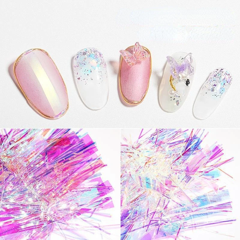 

Nail Stickers Aurora Color Cellophane High Brightness Mirror Transparent Sticker Decals Nail Art Decoration DIY Ornaments