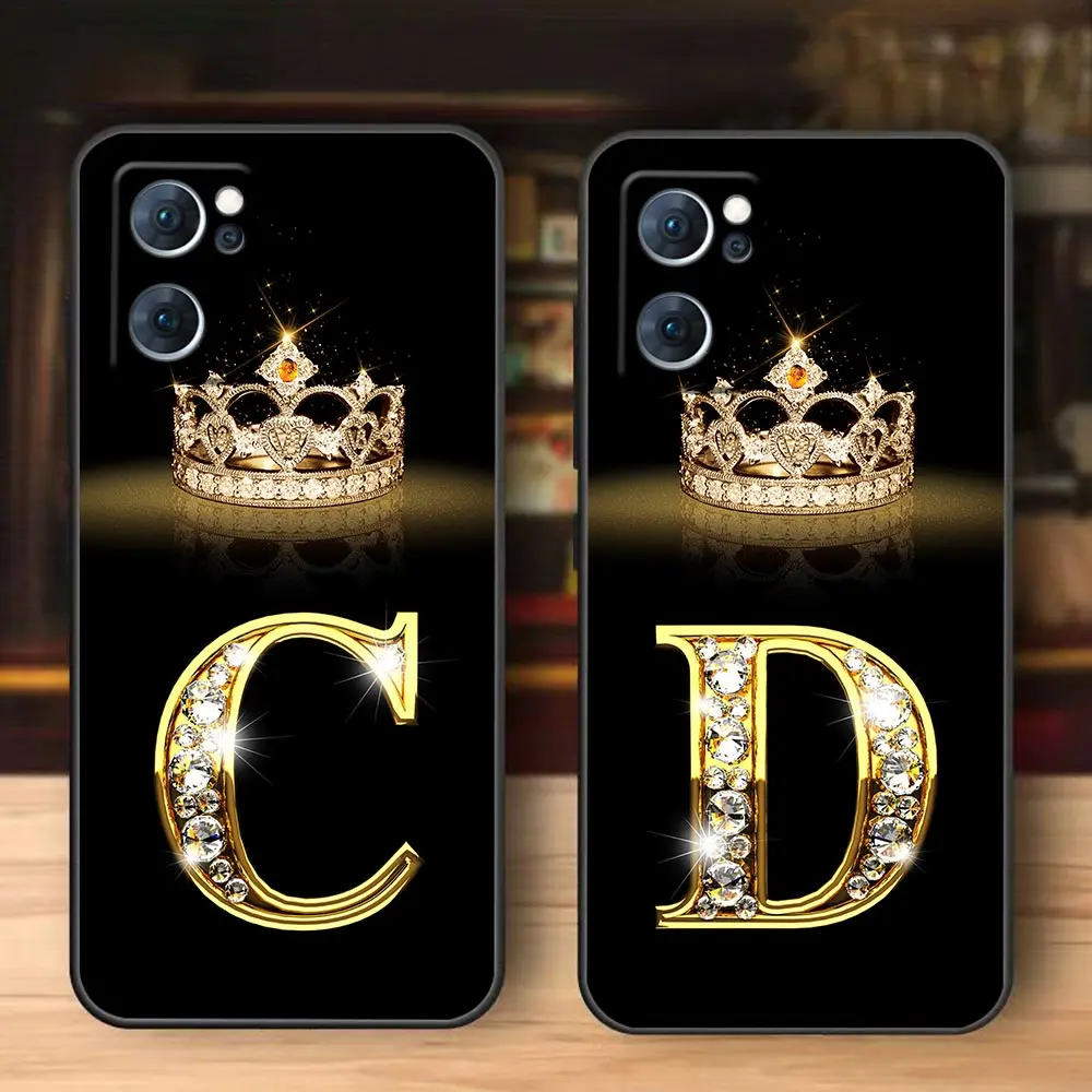 

Diamond Crown Letter A-M Case For OPPO RENO 7 8 RENO6 5 4 3 2 2F 10 PRO PLUS 4G Funda Coque FIND X2 X3 FINDX5 5G Case Para Capa