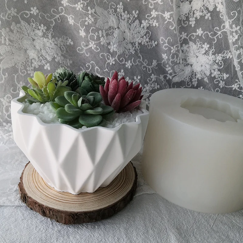 

DIY Silicone Candle Mold Geometric Polygonal Cement Plaster Flower Pot Mold Garden Plant Pot Decor Gypsum Form Making Supplies