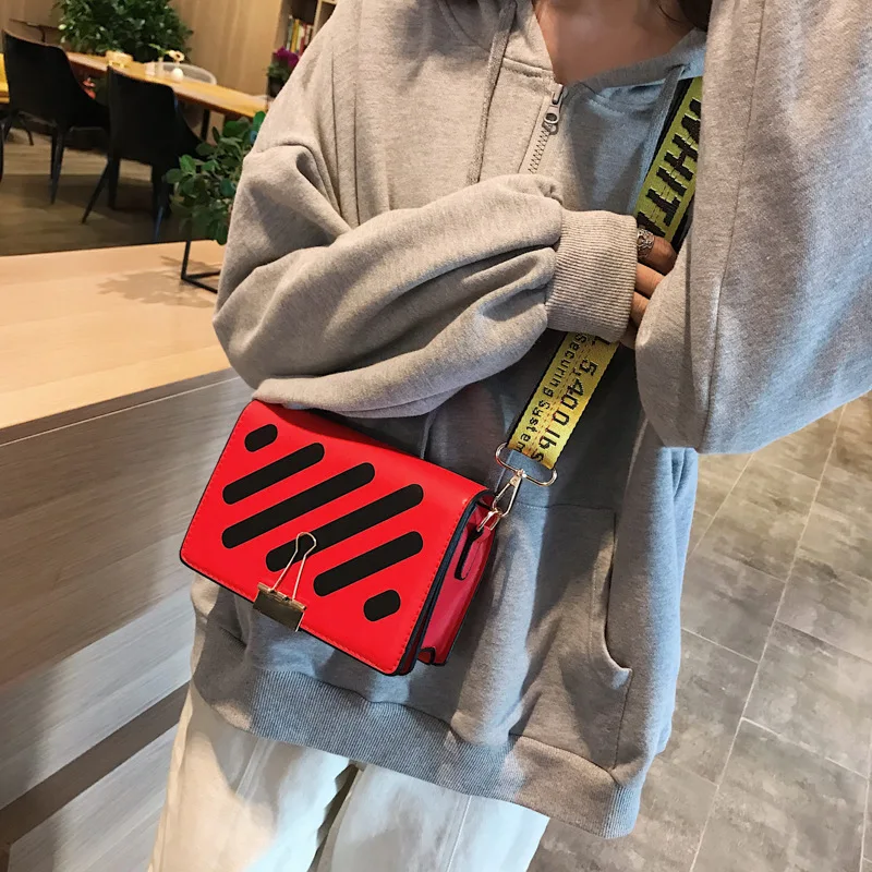 Женская маленькая квадратная сумка Полосатая вместительная через плечо модная