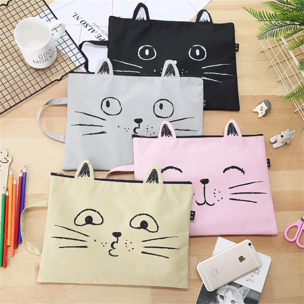 

Cat Cartoon Pattern Kawali Japan Style Women Gym bags Black Small